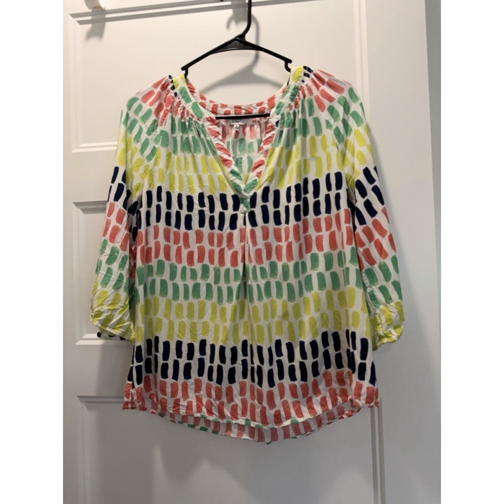 Crown & Ivy Multicolor Abstract Brushstroke Tunic Top Medium 3/4 Sleeve